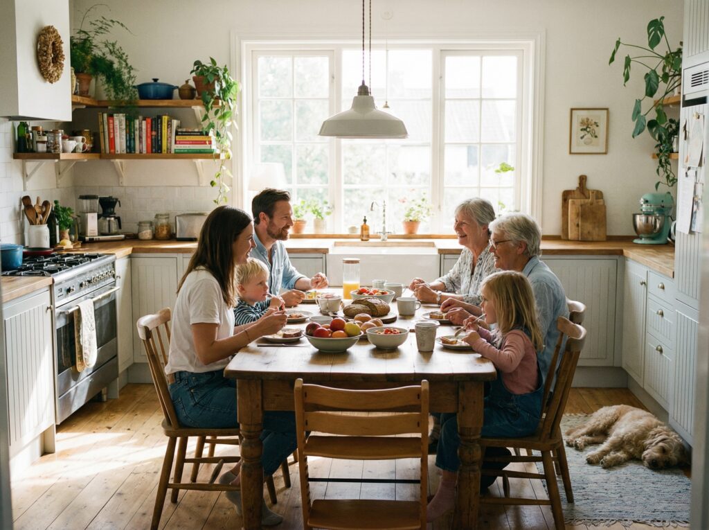 familj vid köksbord